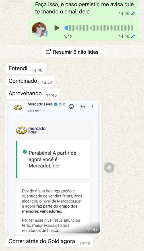 Aluno recebendo o e-mail do Mercado Livre: agora é MercadoLíder