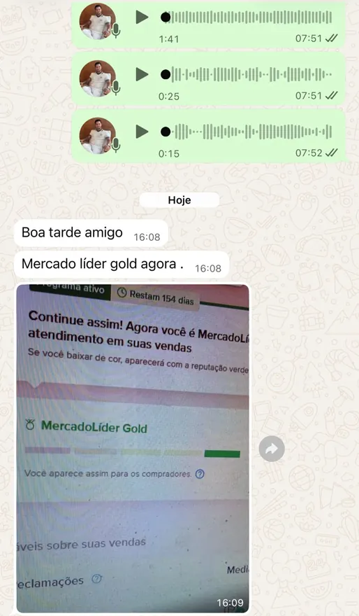 Aluno mostrando que chegou ao nível MercadoLíder Gold